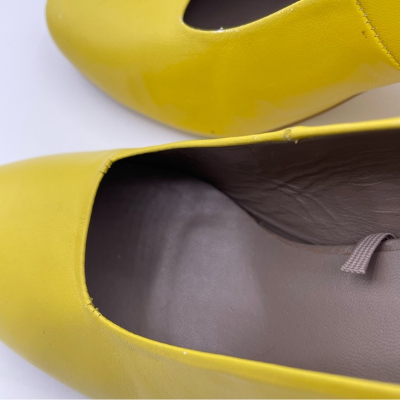 ZARA leather block heel slip on yellow shoes women Size 37/ 6.5US - Picture 10 of 11